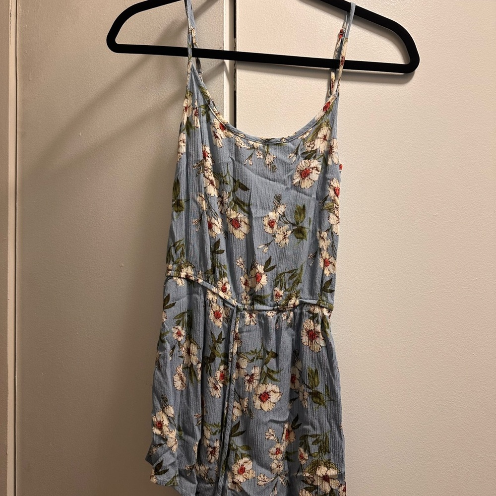 Floral Blue Spaghetti Strap Dress